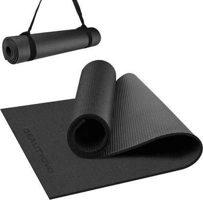 Yoga Mat with Strap, 1/3| 1/4 Inch Extra Thick Yoga Mat Double-Sided Non Slip, Professional TPE| PVC Yoga Mats for Women Men, Workout Mat for Yoga, Pilates and Floor Exercises