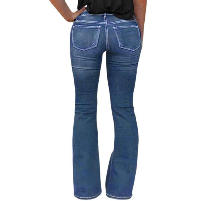 Zip Fly Mid Waist Bootcut Jeans